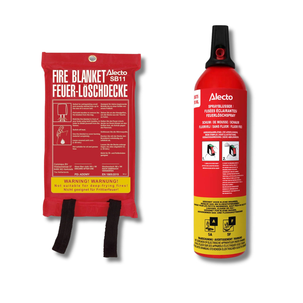 Alecto SB11 + BS075 - Startersbundel Brandveiligheid - Blusdeken & Blusser Spray